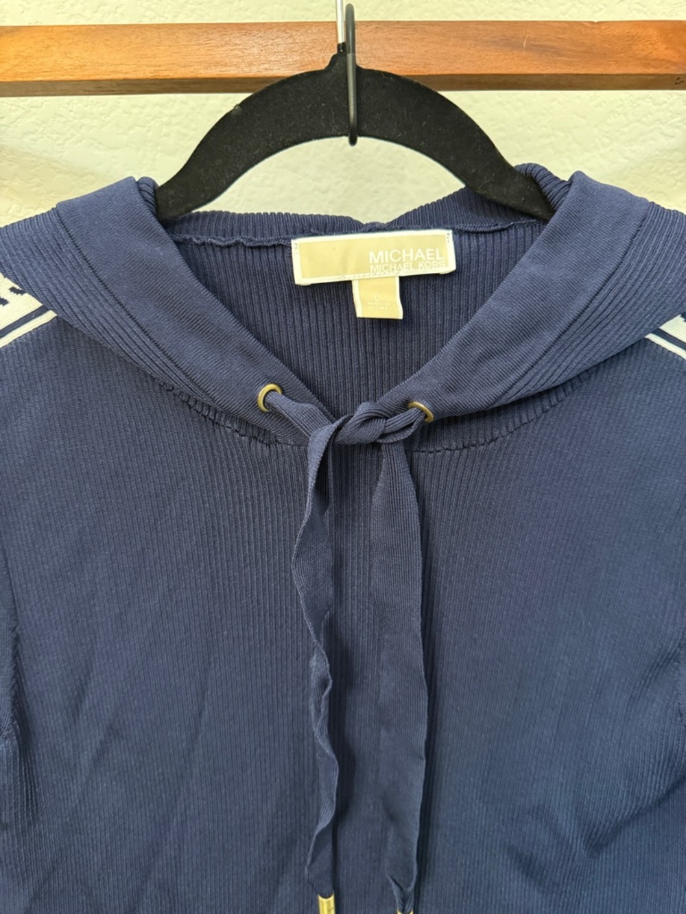 MICHAEL Michael Kors Logo Tape Hoodie Dress in True Navy Size Large - Picture 2 of 9